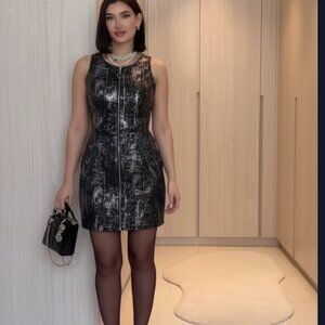 ❤️ Fitted ❤️Shimmery Black Silver Michael Kors Cocktail Dress